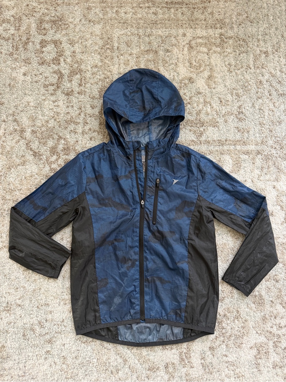 Old Navy Active lightweight Blue and Black Kids Hooded Windbreaker
